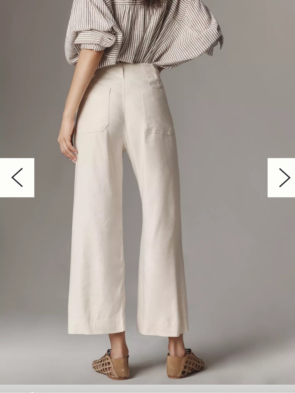 Maeve, High-Rise Wide-Leg Women's Pants in Cream, 28 - Picture 3 of 13